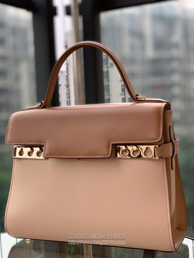 DELVAUX女包 比利時品牌 Tempete手袋 柔軟牛皮 德爾沃女手提包 中號手拎包 Delvaux單肩斜挎包 TP0028拼色奶茶  fcs1228